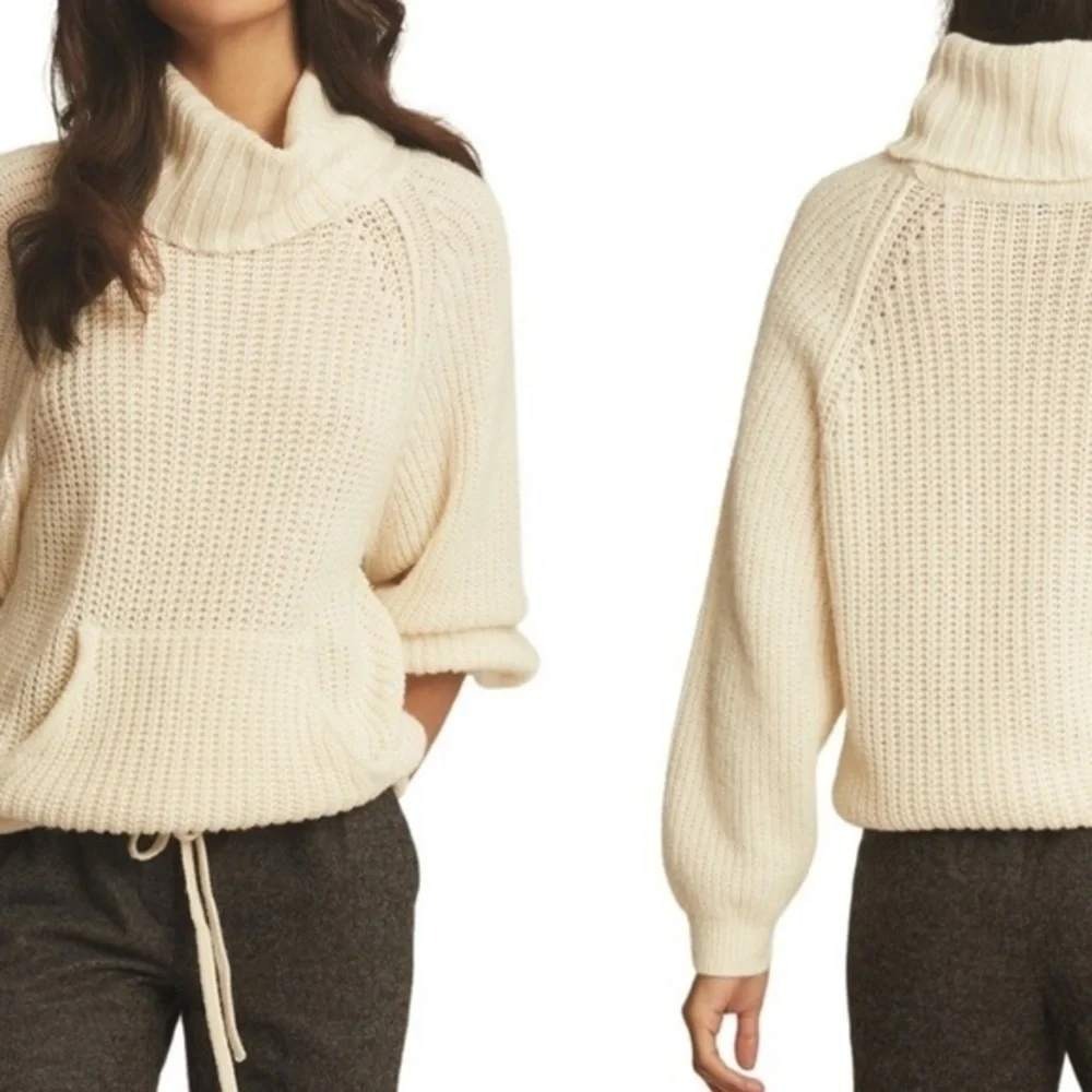 Reiss Harley Wool Cashmere Blend Cowl Neck Knit Sweater Ivory Cream M Fisherman